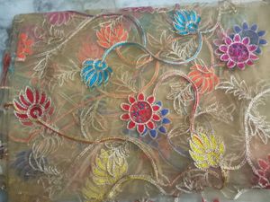 Golden Floral Print Dupatta..