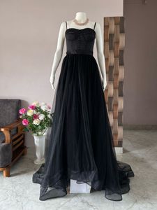 Black Tulle Satin Corset Style Gown