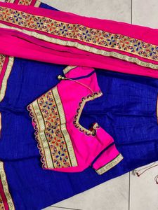 Blue & Pink Embroidered Lehenga Set
