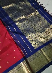 maroon colour pure kanchi pattu saree
