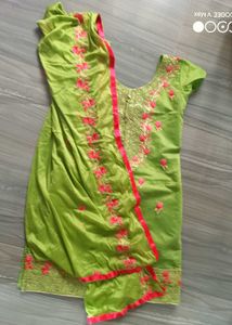 Green Embroidered Kurta suit