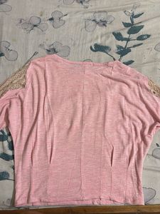 Pink Lace Shoulder Top
