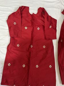Red Embroidered Salwar Kameez Suit
