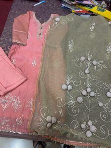 Peach Embroidered Salwar Kameez Set