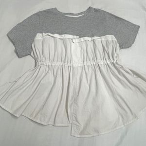 White Ruffle Hem Top