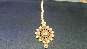Golden Neck Set With Moti Work