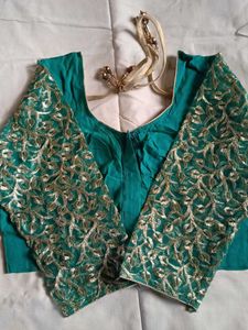 Embroidered Teal Blouse