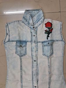 Denim Rose Top
