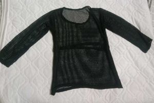 Black Mesh Long Sleeve Top