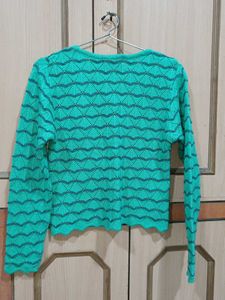 Green Knitted Two Piece Sweater/ Top