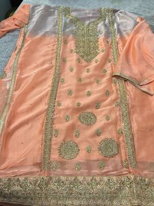 Beautiful Embroidery Double Shade Suit With Duppt