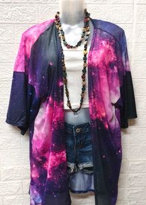 Galaxy Print Lightweight Beach Wear Cardigan