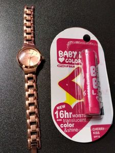 Ladies Geneve Watch & Lip Balm
