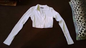 ZARA white long sleeve crop top