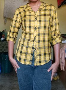 Yellow Plaid Button-Down Shirt