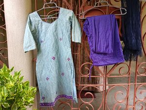 Beautiful Kurta Churidar And Dupatta Set💙💜💙💜