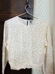 Heart Print Long Sleeve Top (Asthetic)