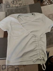 Studiofit White Ruched T-Shirt