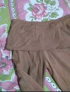 Combo Deal! Brown Off-Shoulder + Pink Scrub Top