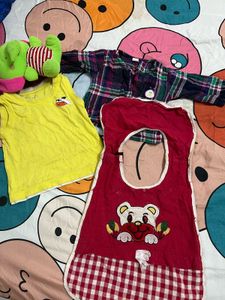 Baby Clothes Bundle 1 Shirt , Tshirt Nd Apren