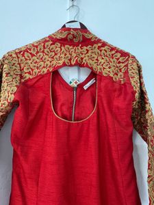 Red Embroidered Kurta Set