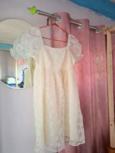 Cream Puff Sleeve Mini Dress