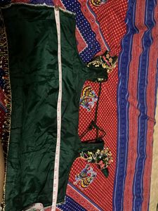 Bottle Green Lehenga With Multicolour Blouse💚