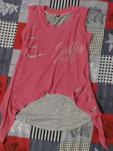 Pink &#34;Selfie&#34; Cutout Top