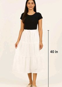 White Eyelet Maxi Skirt For Women