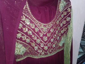 Dark Marjenta Anarkali With Embroidery