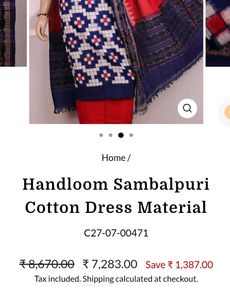 Sambalpuri pasapali Cotton Dress Material