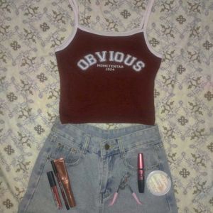 Maroon “OBVIOUS” Crop Cami