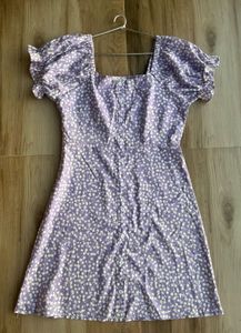 Ditsy Floral Print Flounce Sleeve Dress