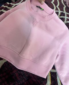 Pink Cropped Sweatshirt dropshoulder