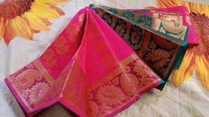 Pink &amp; Teal Silk Saree