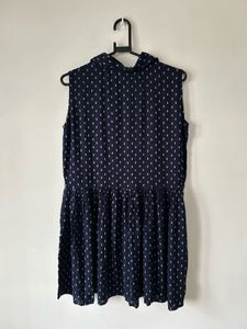 Navy Blue Casual Mini Collar Dress