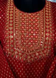Brand New Rayon Embroidered Kurti - Maroon Red