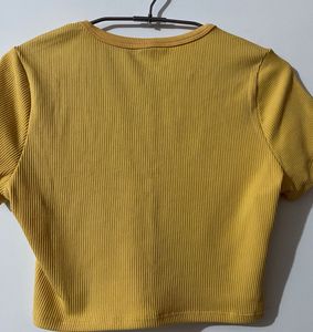 Yellow Ribbed Crop Top