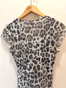Beautiful Leopard Print Mesh Imported Top