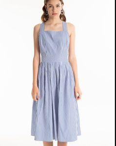 Striped Backless Midi Dress