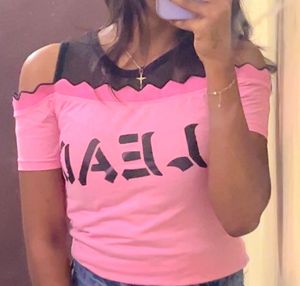 Pink &amp; Black Off Shoulder Top