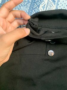 Black High-Waist Button Skirt