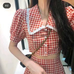 Red Gingham Crop Top