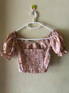 Light Pink Blouse Crop Top