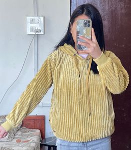 Corduroy Yellow Hoodie