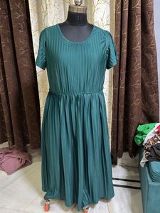 Green Pleated Midi Dress