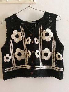 Crochet Floral Vest