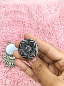 Silver Oxidised Earrings And Rings