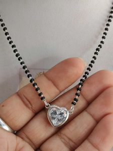 925 Silver Heart Shape Mangalsutra Wth Hallmarked