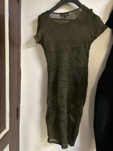 Olive Green Mesh Dress